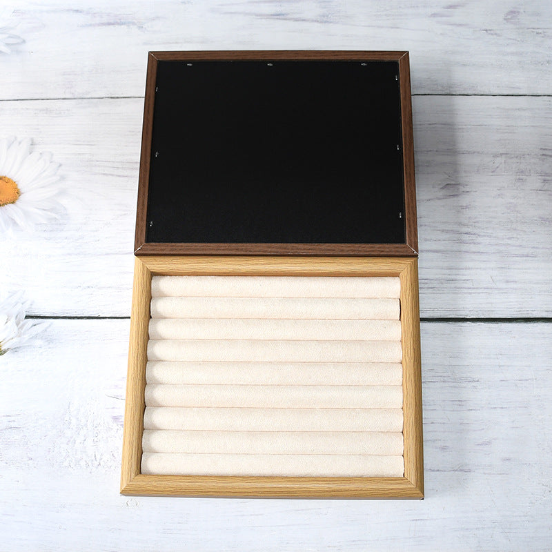 Walnut Color Jewelry Tray Ring Storage Box Solid Wood Ring Plate Earrings Earrings Bracelet Display Jewelry Display Rack