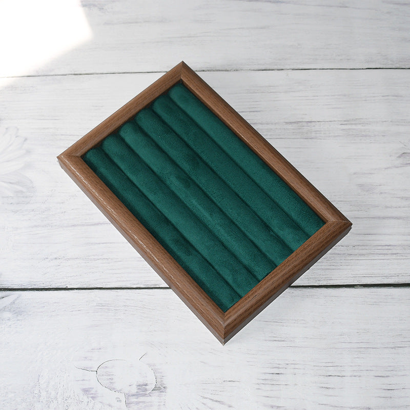 Walnut Color Jewelry Tray Ring Storage Box Solid Wood Ring Plate Earrings Earrings Bracelet Display Jewelry Display Rack