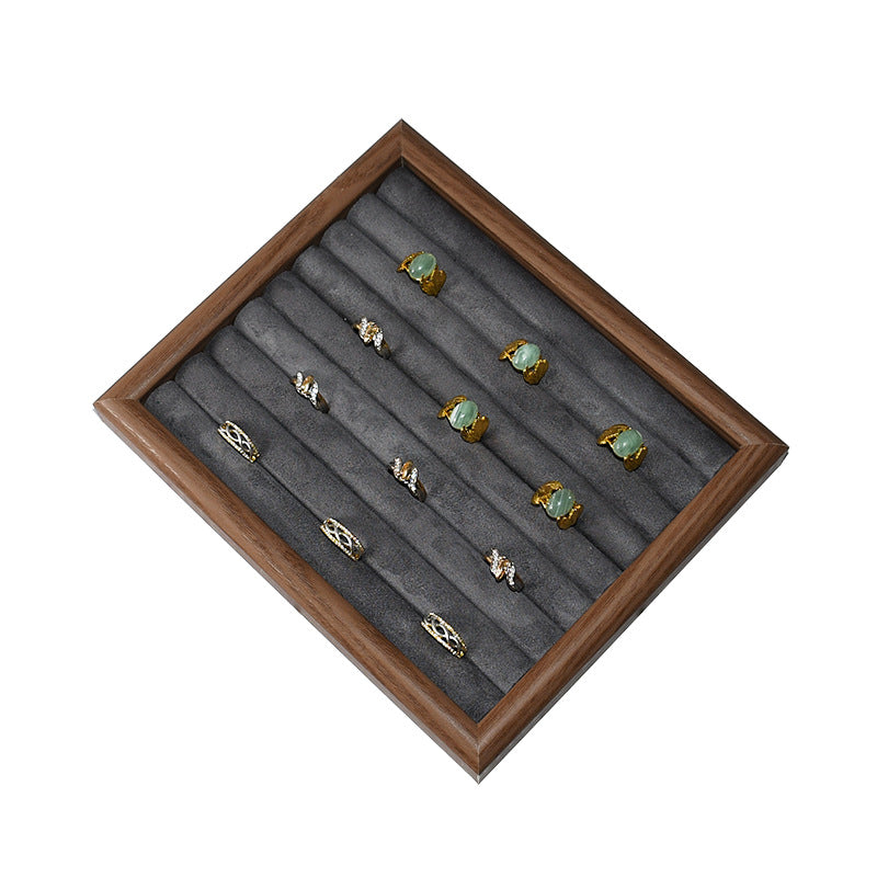 Walnut Color Jewelry Tray Ring Storage Box Solid Wood Ring Plate Earrings Earrings Bracelet Display Jewelry Display Rack
