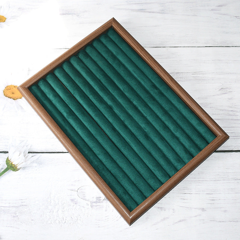 Walnut Color Jewelry Tray Ring Storage Box Solid Wood Ring Plate Earrings Earrings Bracelet Display Jewelry Display Rack