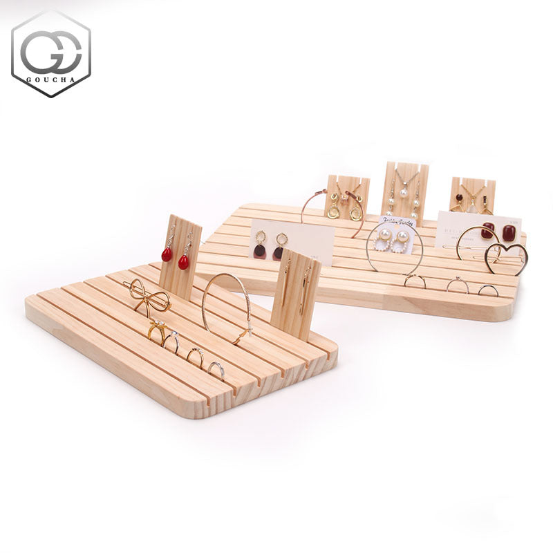 Solid Wood Earring Display Stand Ring Bracelet Necklace Storage and Organization Board Earrings Taigang Bracelet Card Display Props