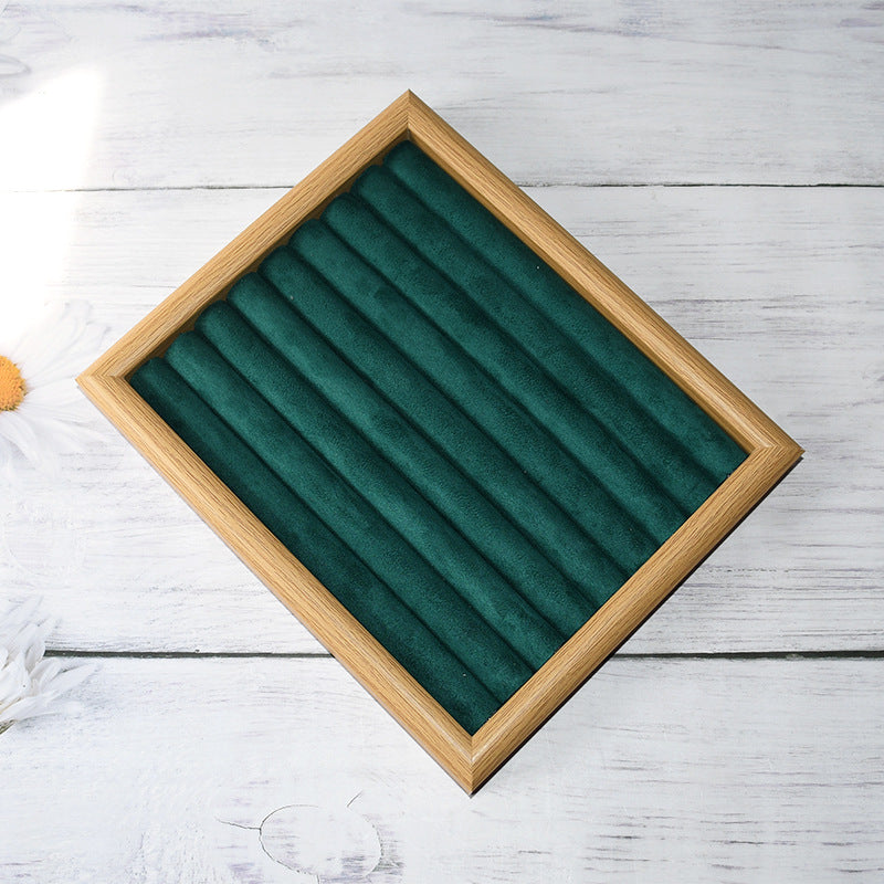 Walnut Color Jewelry Tray Ring Storage Box Solid Wood Ring Plate Earrings Earrings Bracelet Display Jewelry Display Rack