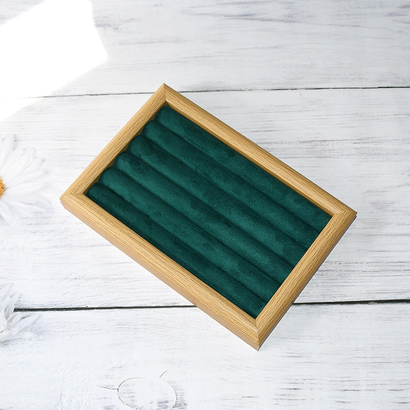 Walnut Color Jewelry Tray Ring Storage Box Solid Wood Ring Plate Earrings Earrings Bracelet Display Jewelry Display Rack