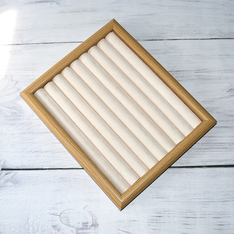 Walnut Color Jewelry Tray Ring Storage Box Solid Wood Ring Plate Earrings Earrings Bracelet Display Jewelry Display Rack