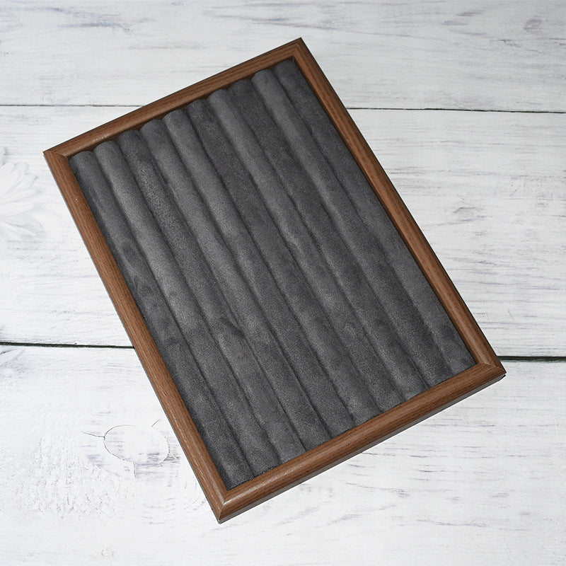Walnut Color Jewelry Tray Ring Storage Box Solid Wood Ring Plate Earrings Earrings Bracelet Display Jewelry Display Rack