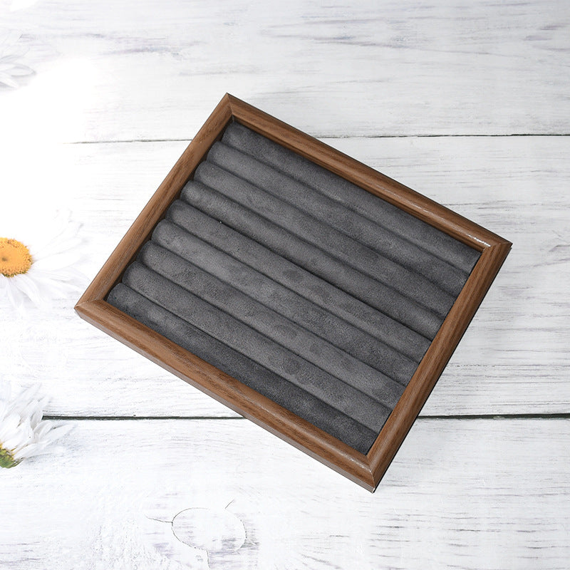 Walnut Color Jewelry Tray Ring Storage Box Solid Wood Ring Plate Earrings Earrings Bracelet Display Jewelry Display Rack