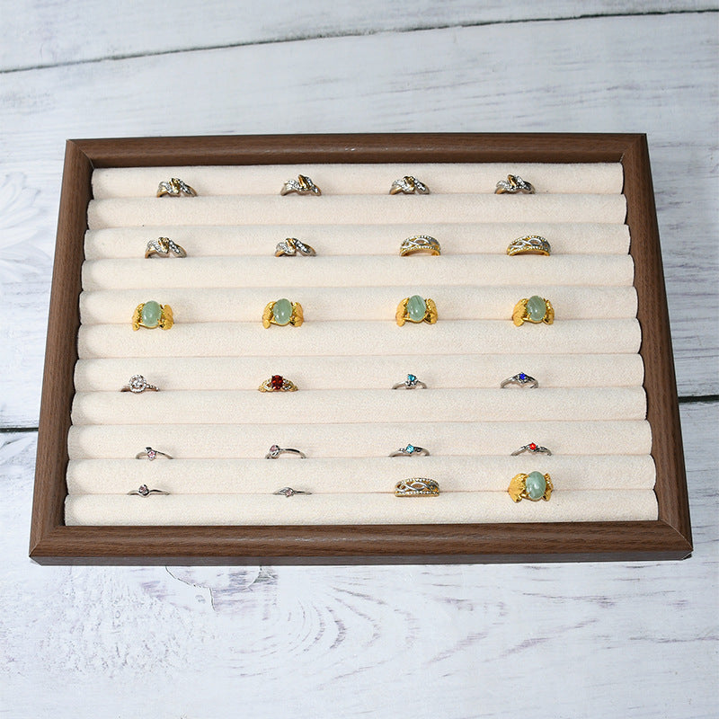 Walnut Color Jewelry Tray Ring Storage Box Solid Wood Ring Plate Earrings Earrings Bracelet Display Jewelry Display Rack