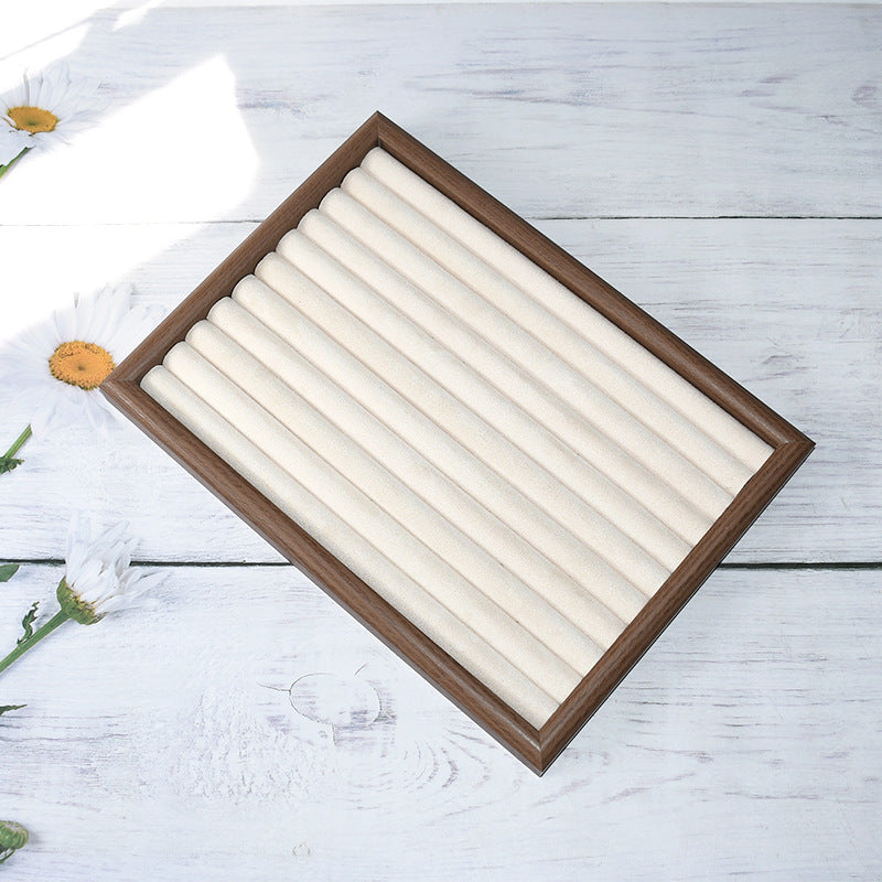 Walnut Color Jewelry Tray Ring Storage Box Solid Wood Ring Plate Earrings Earrings Bracelet Display Jewelry Display Rack