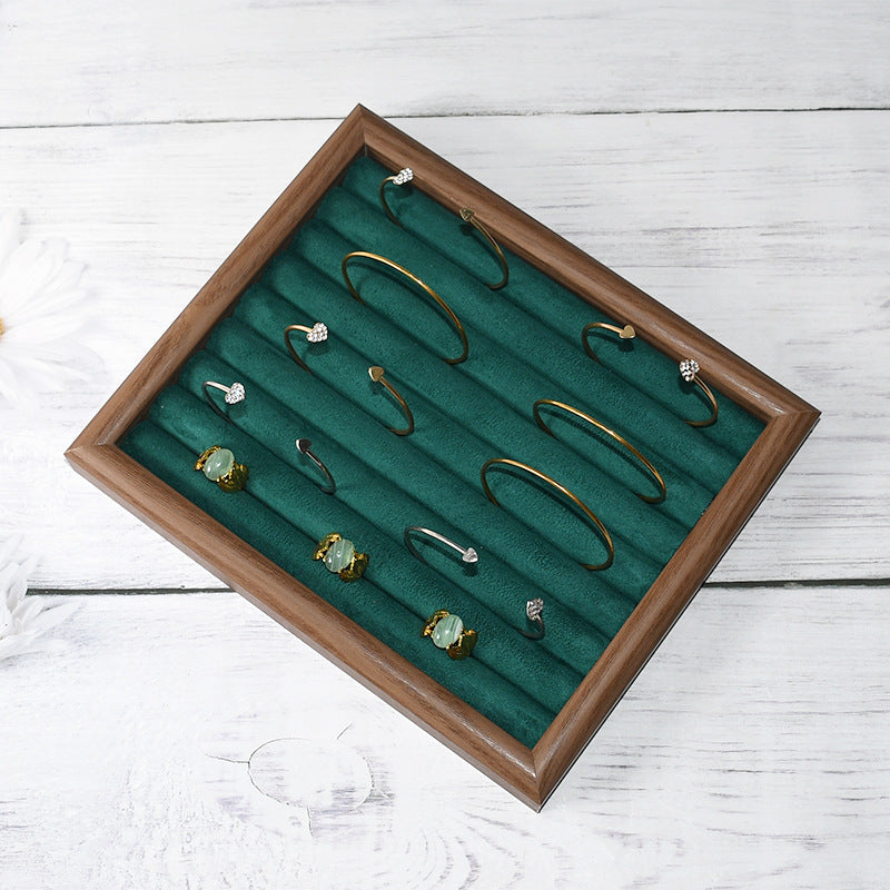 Walnut Color Jewelry Tray Ring Storage Box Solid Wood Ring Plate Earrings Earrings Bracelet Display Jewelry Display Rack