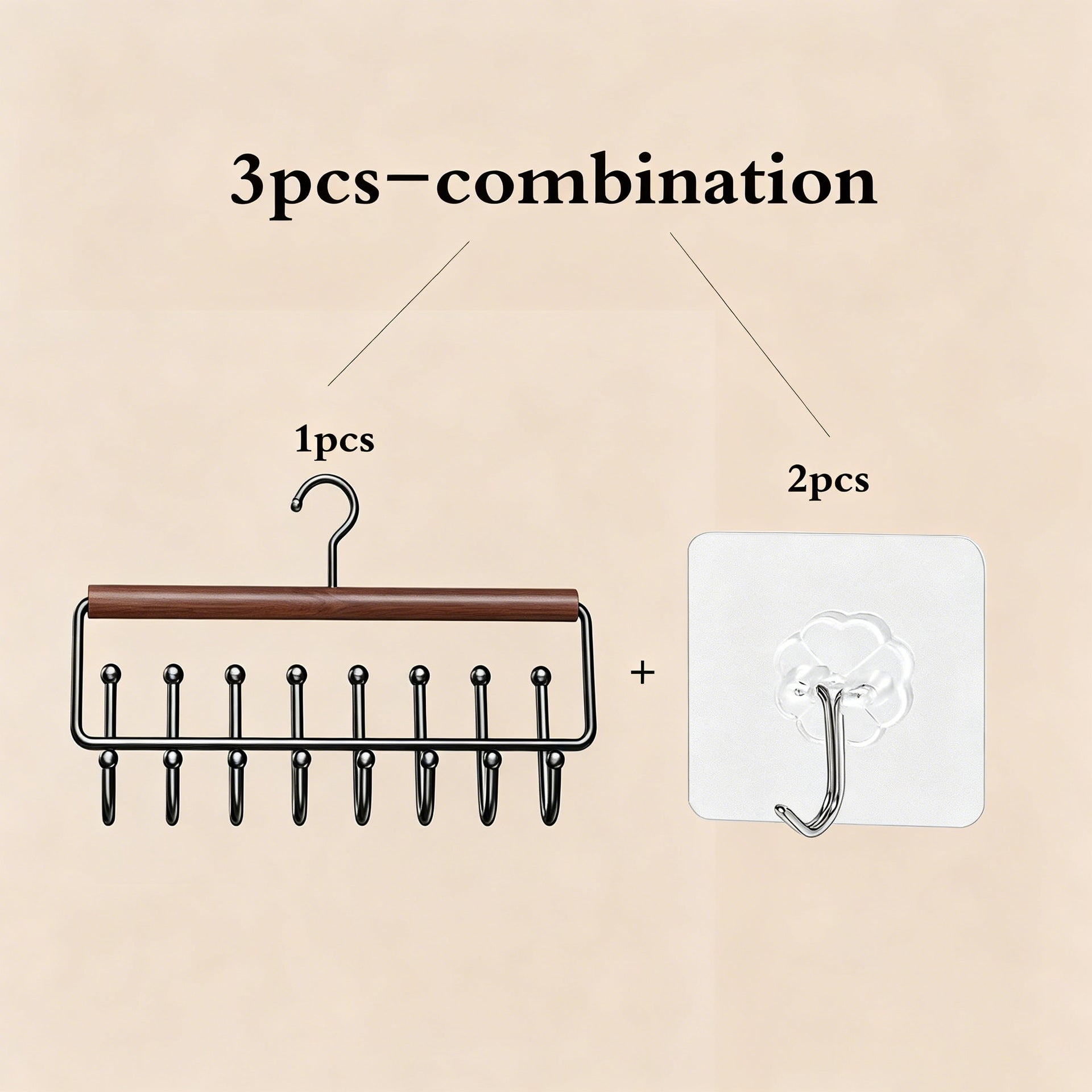 Multifunctional Hanger for Underwear and Vests, Dormitory Storage Solution, Household Solid Wood Hook, Wave-Shaped Clothes Hanger Wholesale