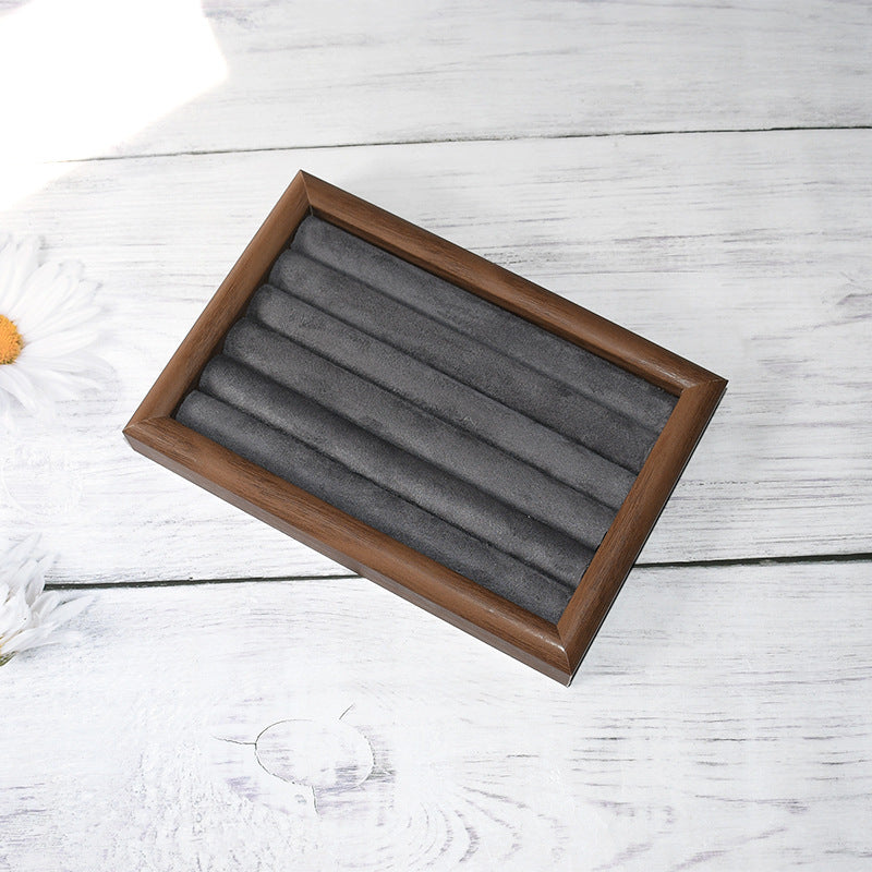 Walnut Color Jewelry Tray Ring Storage Box Solid Wood Ring Plate Earrings Earrings Bracelet Display Jewelry Display Rack
