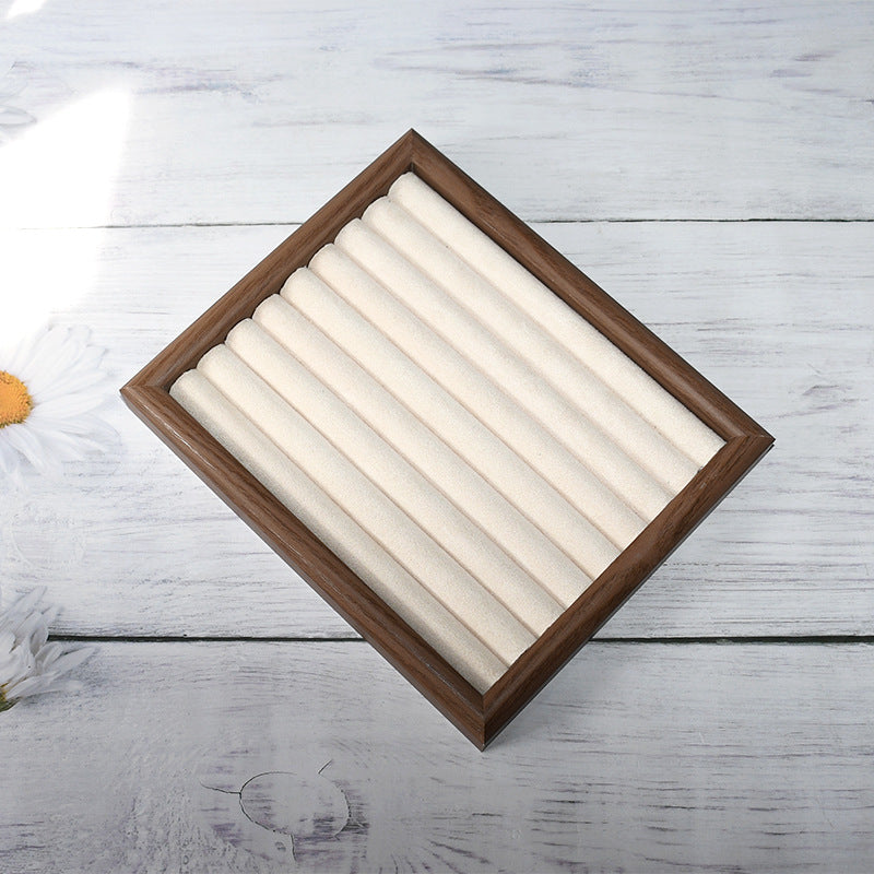 Walnut Color Jewelry Tray Ring Storage Box Solid Wood Ring Plate Earrings Earrings Bracelet Display Jewelry Display Rack