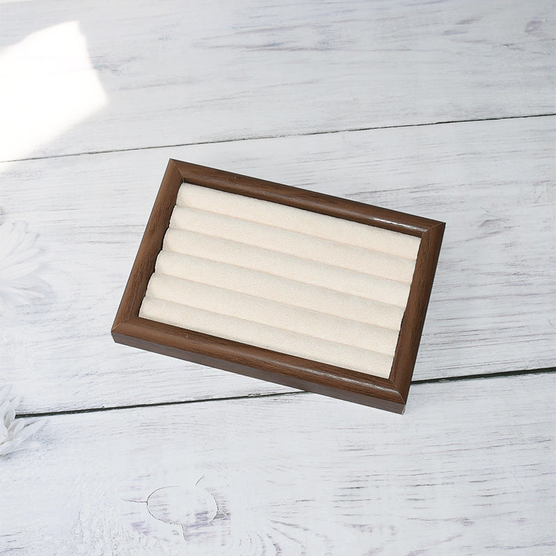 Walnut Color Jewelry Tray Ring Storage Box Solid Wood Ring Plate Earrings Earrings Bracelet Display Jewelry Display Rack