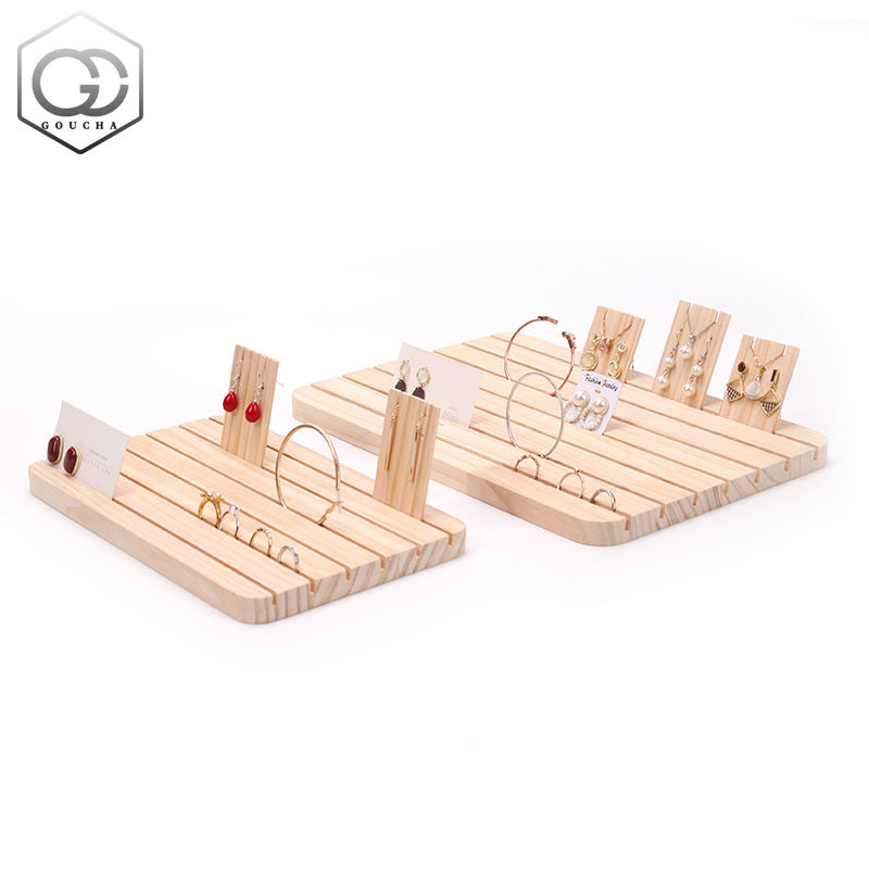 Solid Wood Earring Display Stand Ring Bracelet Necklace Storage and Organization Board Earrings Taigang Bracelet Card Display Props