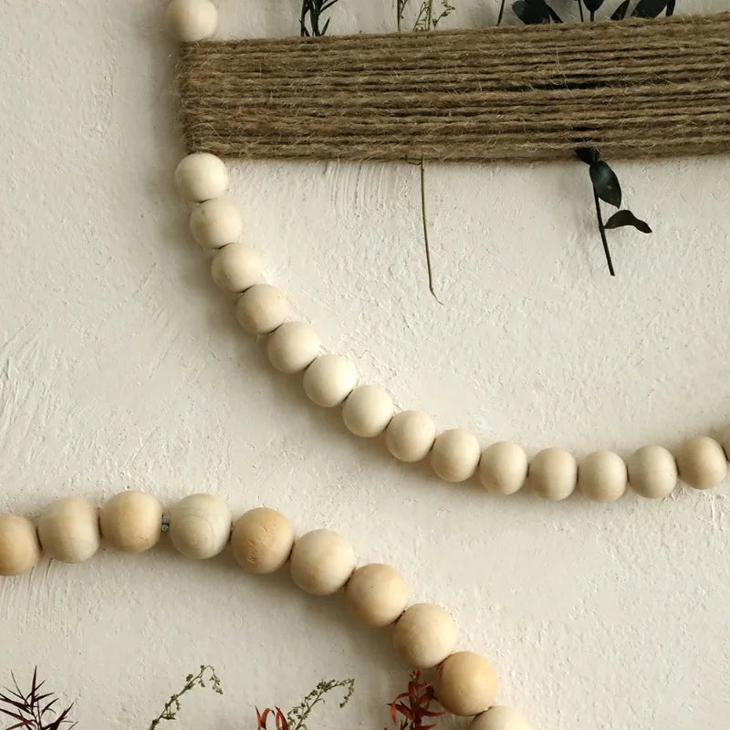 Wood Bead Door Wreath Elegant Wall Ornaments Decorative Minimalist Wall Art Modern Wooden Interior Decoration Bedroom Decors