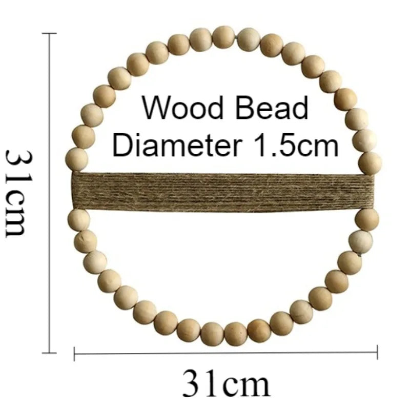 Wood Bead Door Wreath Elegant Wall Ornaments Decorative Minimalist Wall Art Modern Wooden Interior Decoration Bedroom Decors