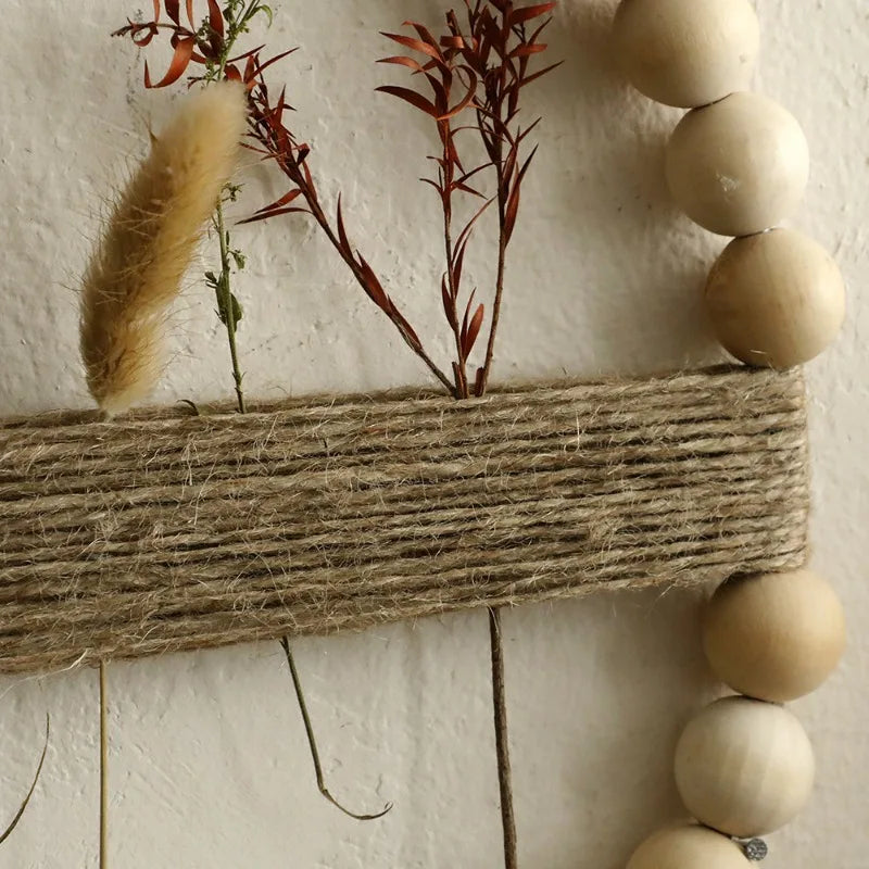 Wood Bead Door Wreath Elegant Wall Ornaments Decorative Minimalist Wall Art Modern Wooden Interior Decoration Bedroom Decors