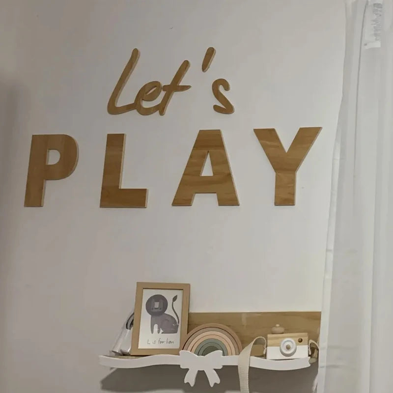Wood Art for Nursery, Play Sign, Playroom Wall Decor, Play Wood Sign
