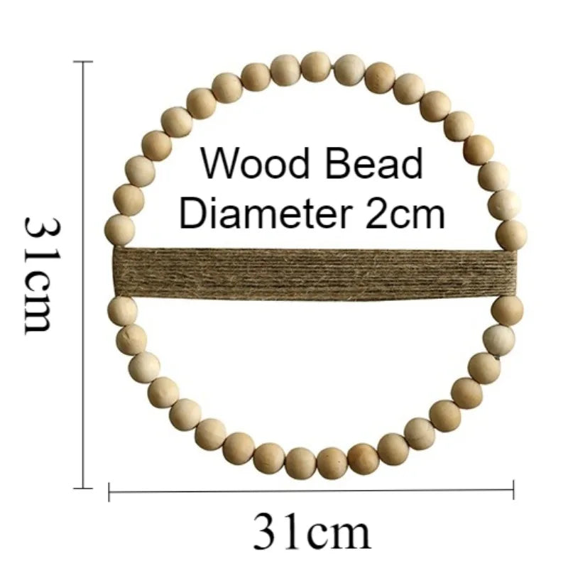 Wood Bead Door Wreath Elegant Wall Ornaments Decorative Minimalist Wall Art Modern Wooden Interior Decoration Bedroom Decors